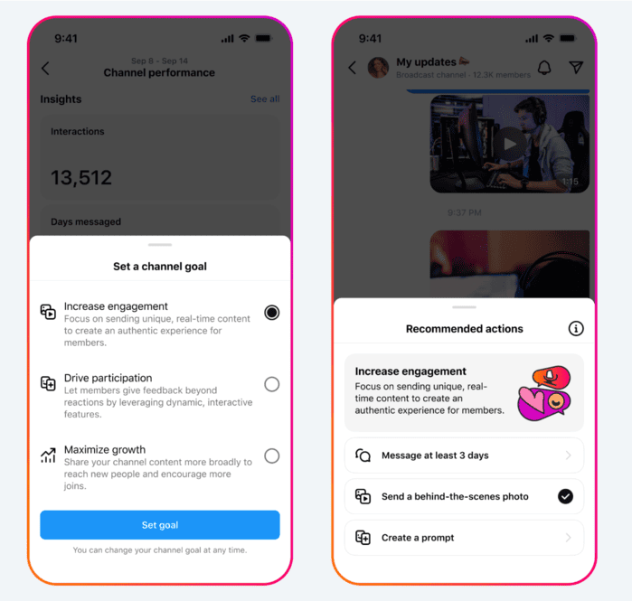 Instragram broadcasts - set a goal