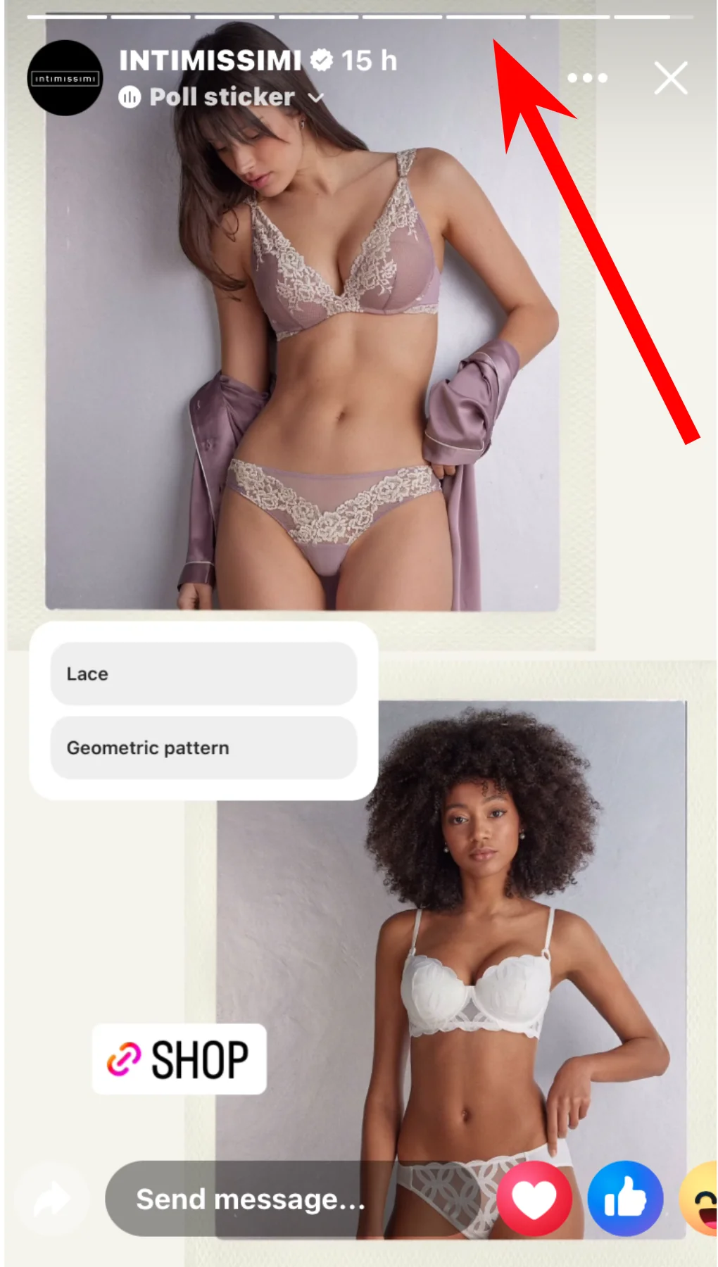 Intimissimi Facebook Stories poll