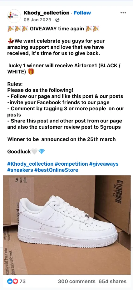Khody Collection Facebook giveaway
