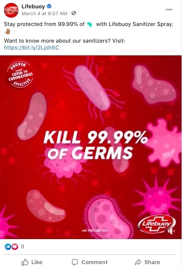 Lifebuoy Facebook ad social proof