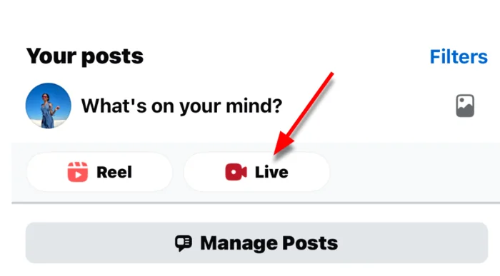 Live button on Facebook mobile