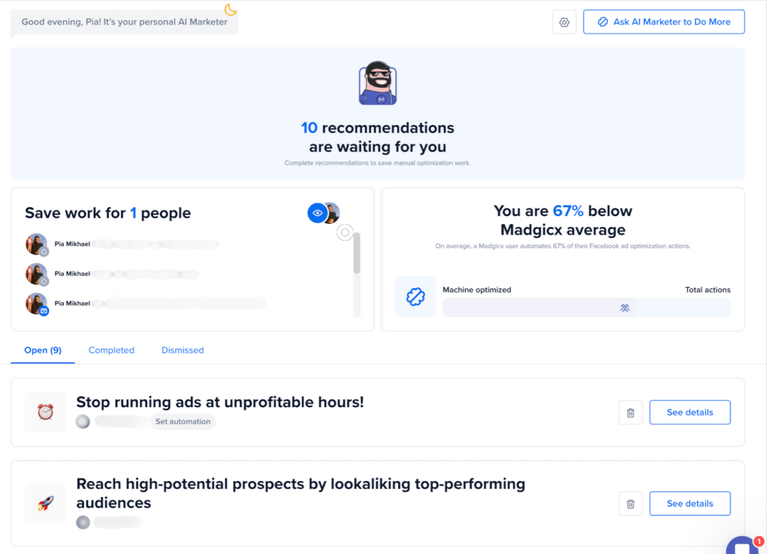 Madgicx's AI Marketer