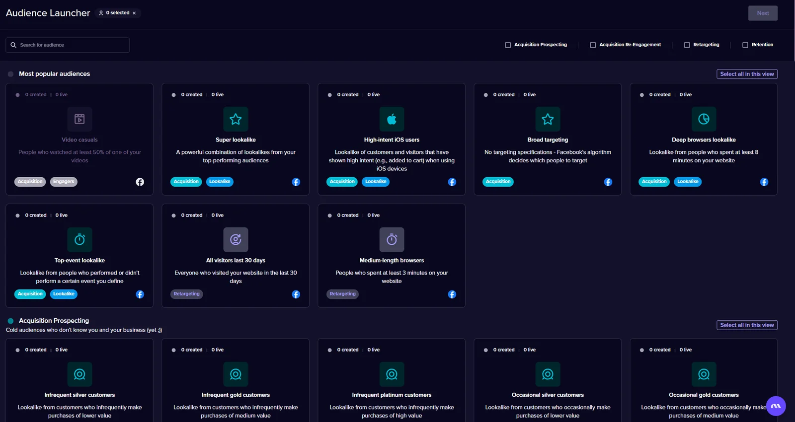 Madgicx Audience launcher