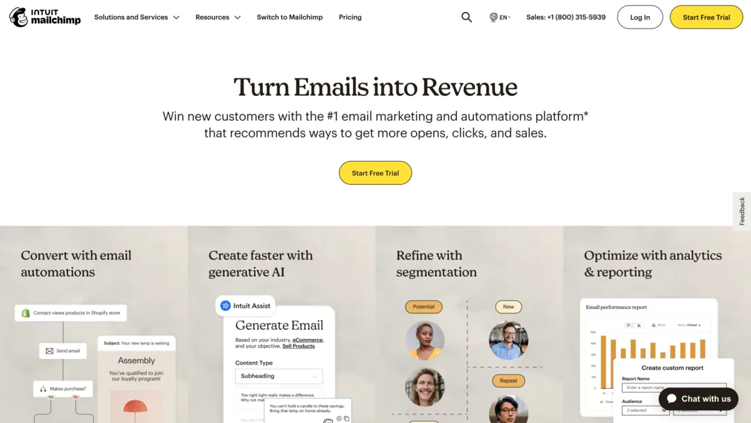 Mailchimp homepage