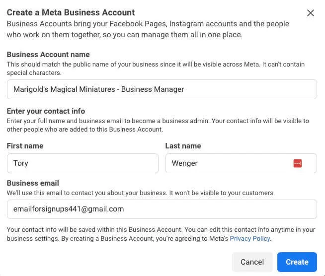 Meta Business Account