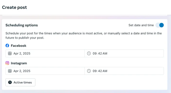 Meta Business Suite - scheduling