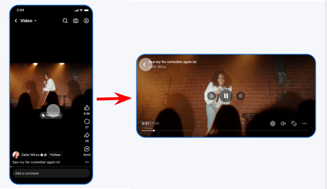 Meta video - new vertical and horizontal view