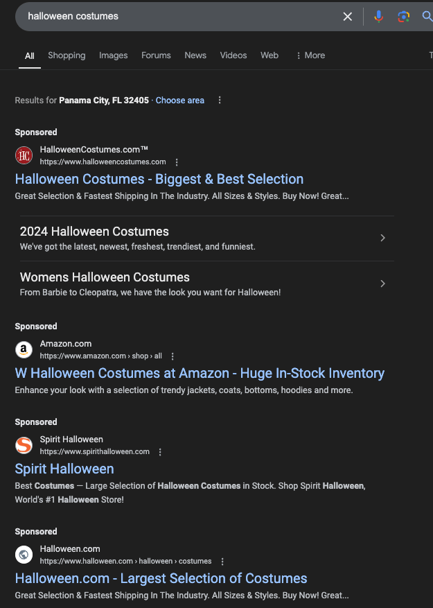Paid search advertising - small business ad