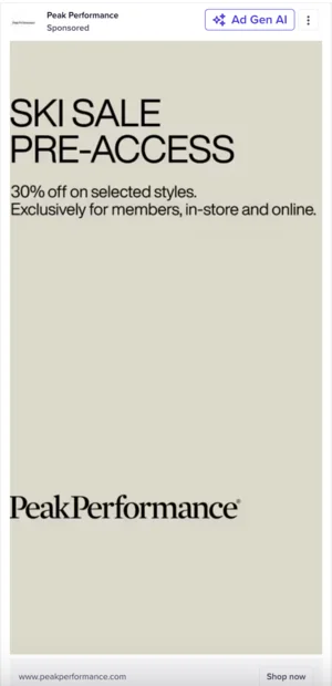 Peak Performance - Customer loyalty retargeting