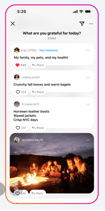 Prompts in Instagram broadcast channels