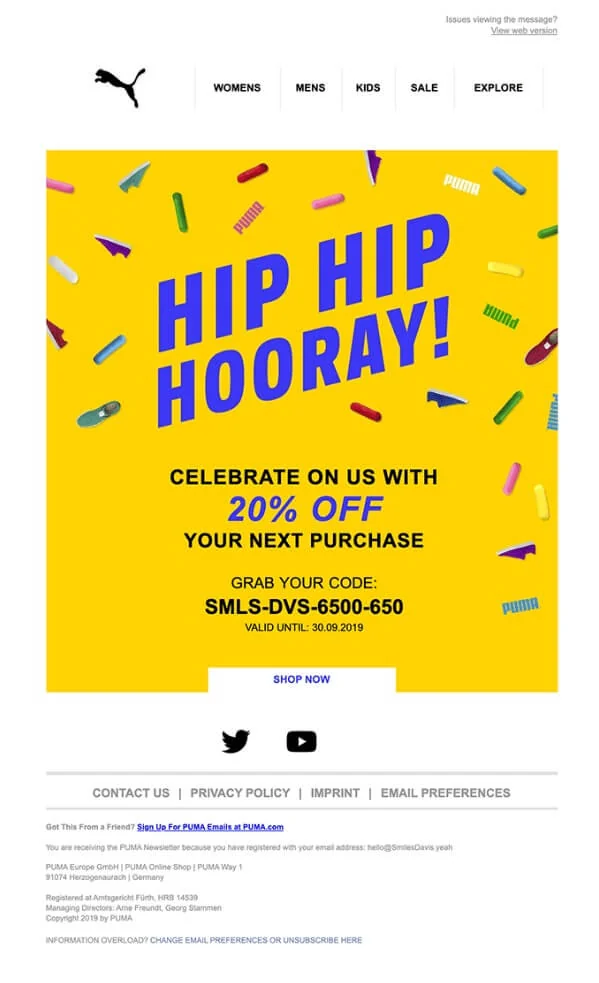 Puma email marketing example