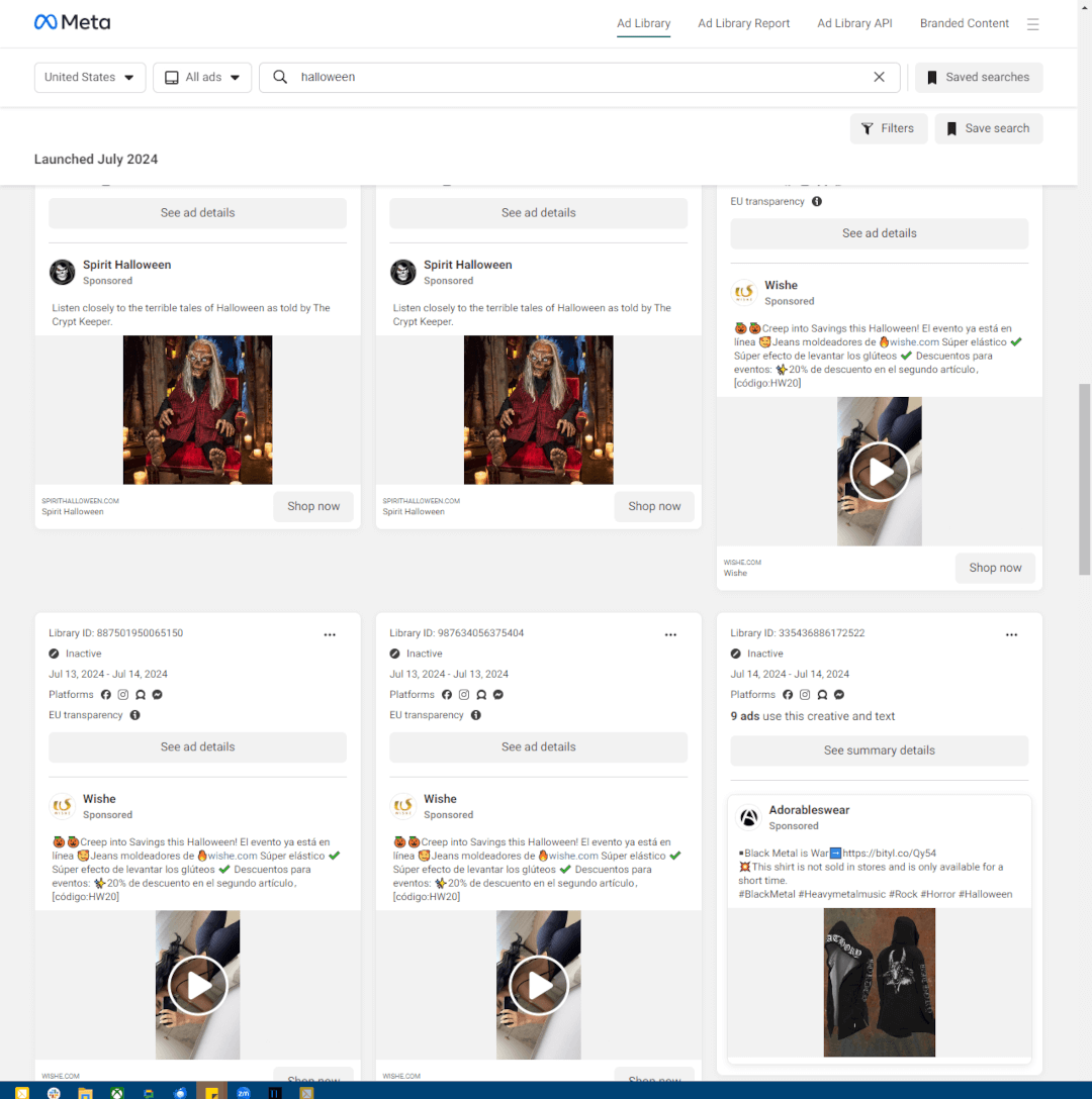 seasonal trends - Meta Ad Library