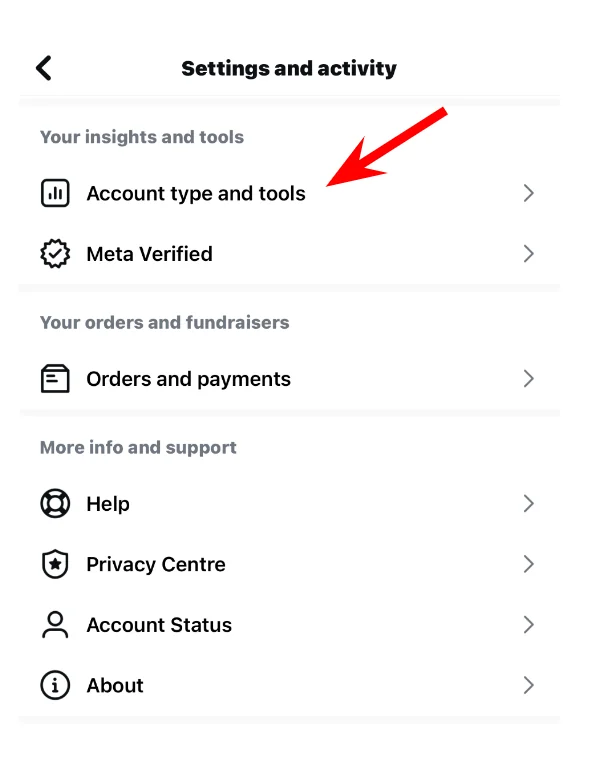 Settings and activity - Instagram