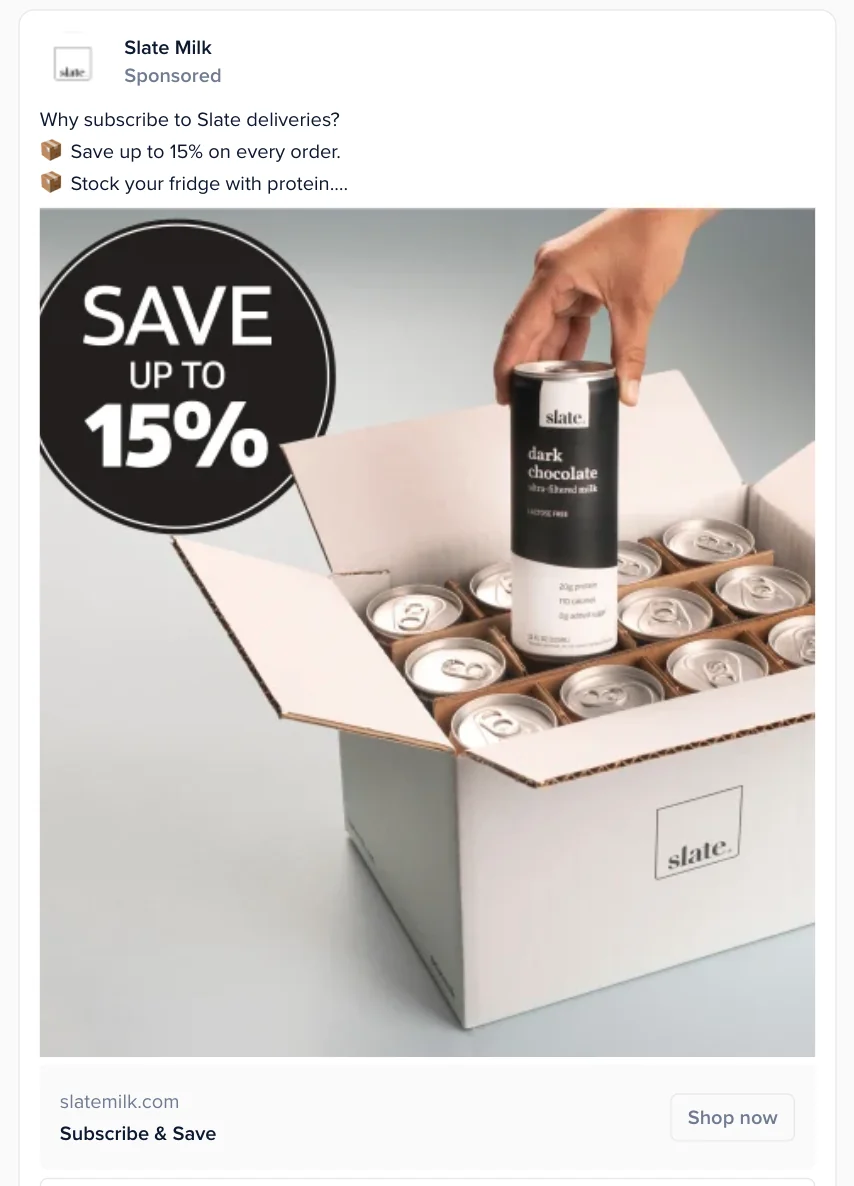 Social media ad with emojis in copy