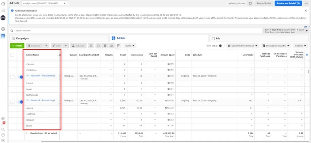 Track performance by location - Facebook Ads Manager
