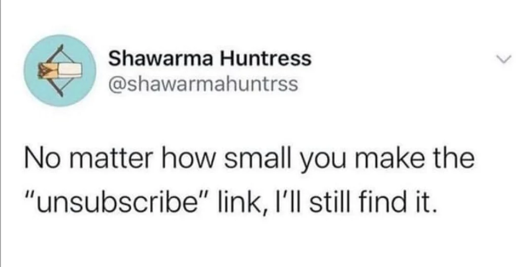 Unsubscribe link meme