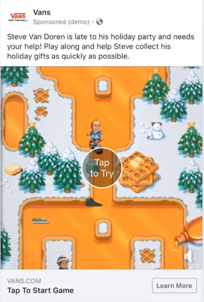 Vans playable Facebook ad