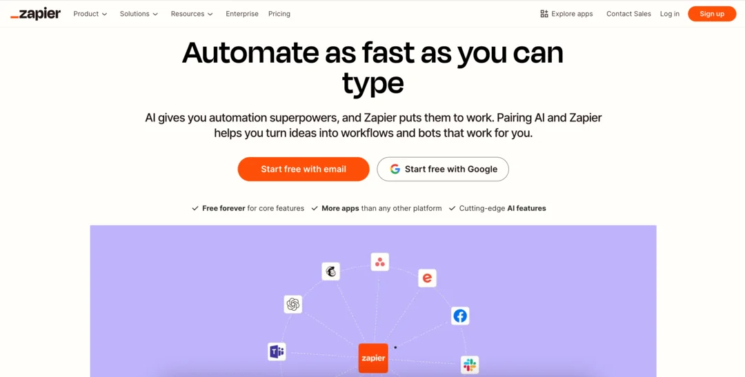 Zapier homepage