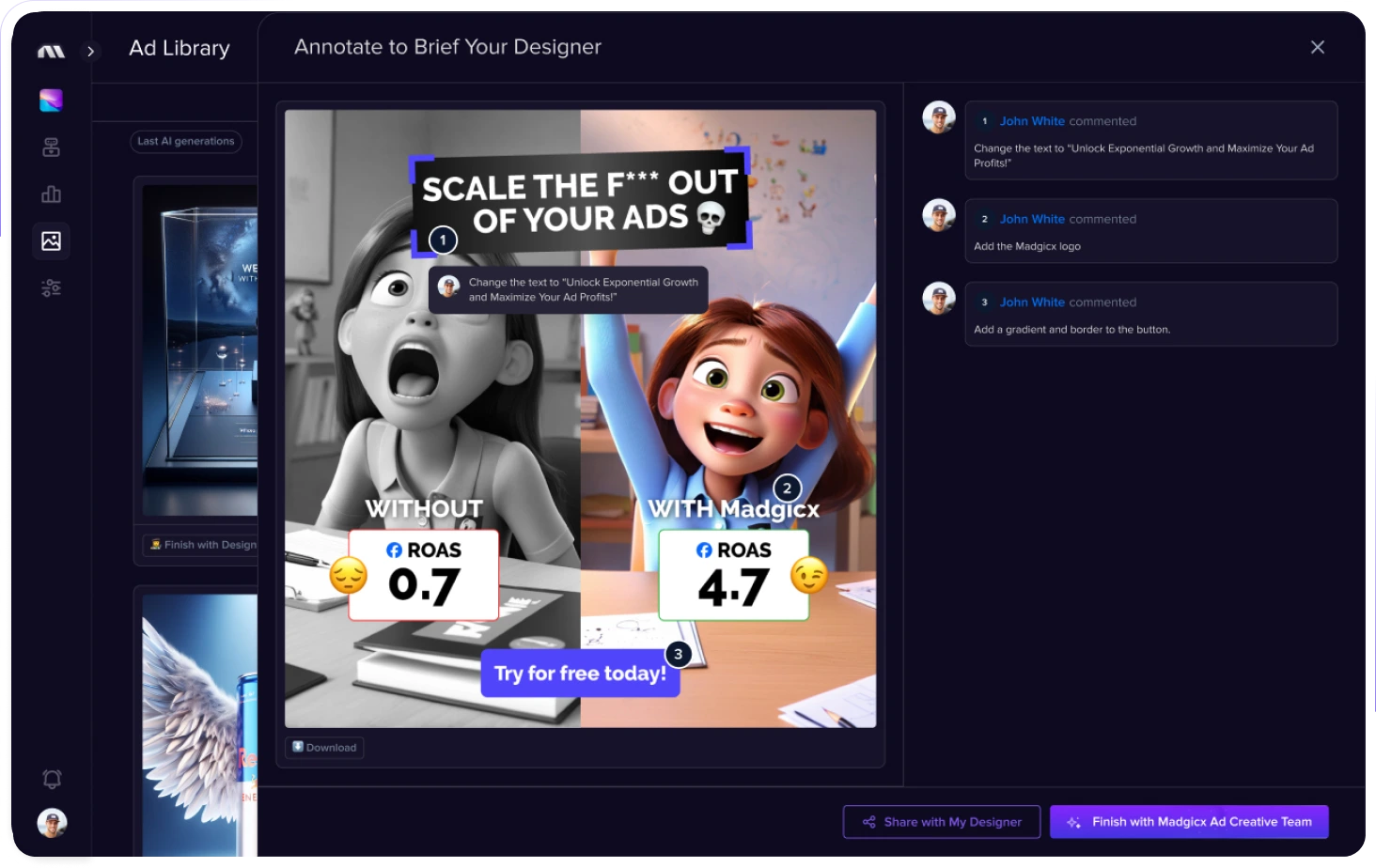 Madgicx AI ad generation